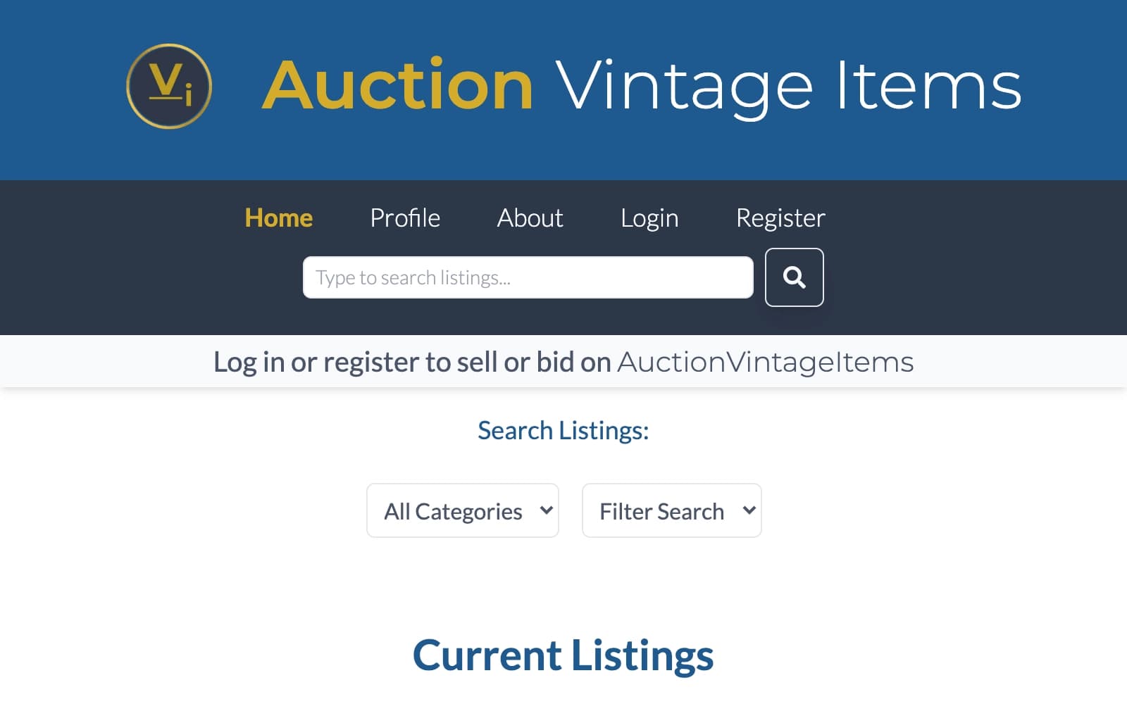 Auction Vintage Items - Semester Project 2 thumbnail